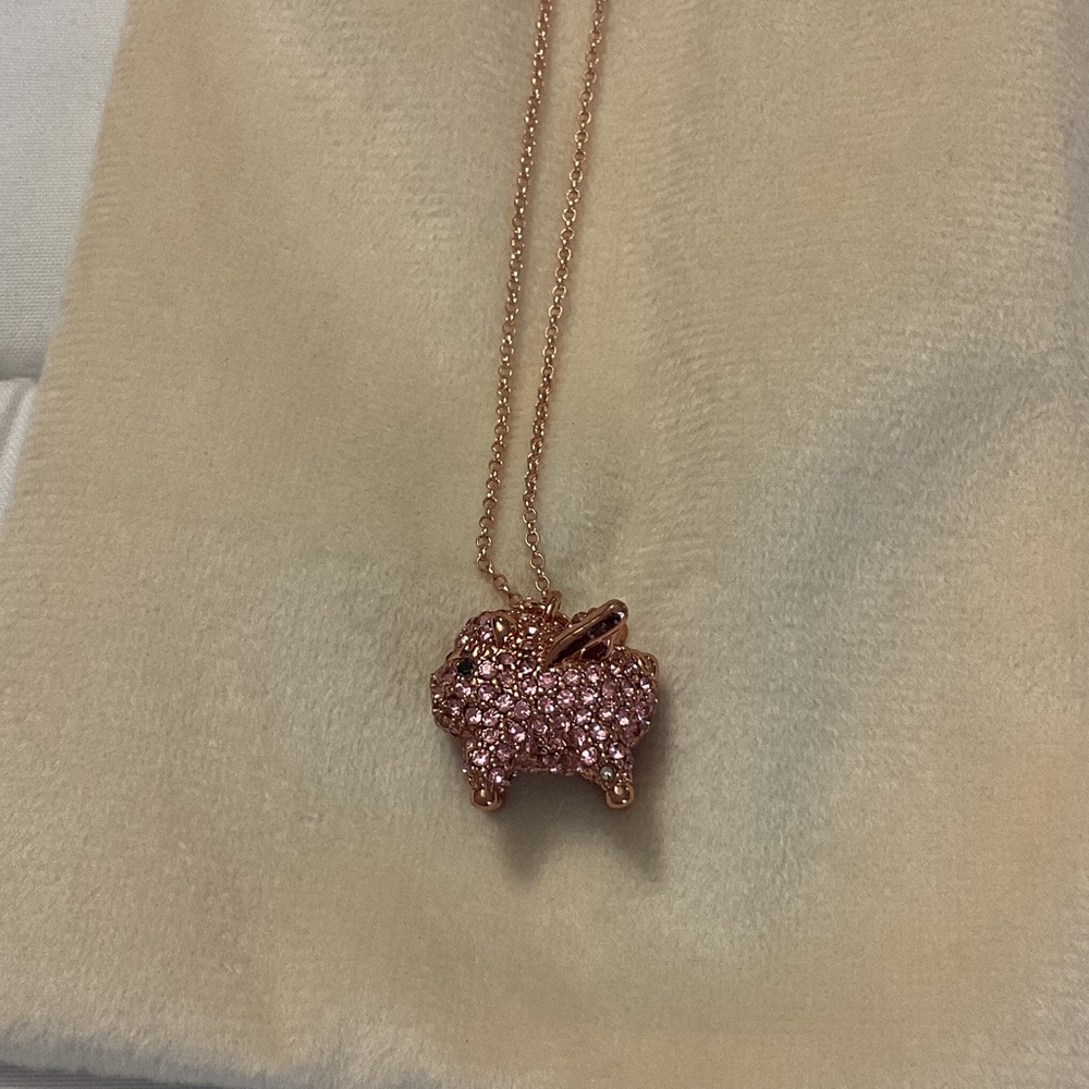 Sparkling Pink Pig Pendant Necklace